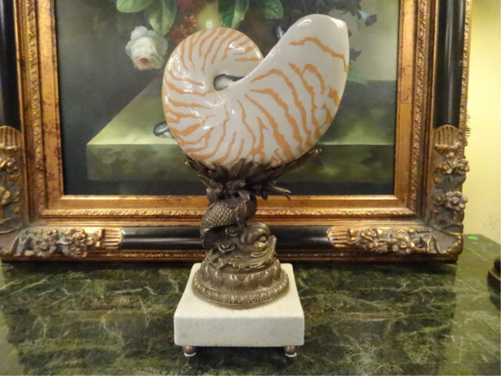 ORNATE CERAMIC AND METAL PEDESTAL BOWL, CERAMIC (1 of 5)