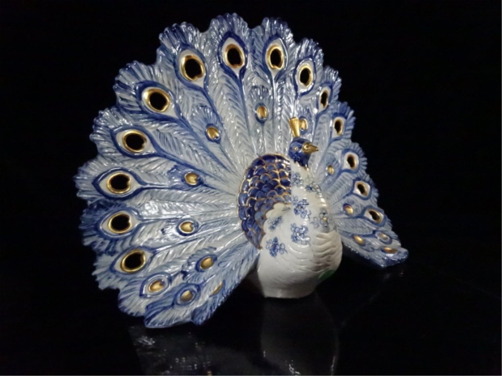 LARGE PORCELAIN PEACOCK, SOCIETA PORCELLANE ARTISTICHE, (1 of 7)