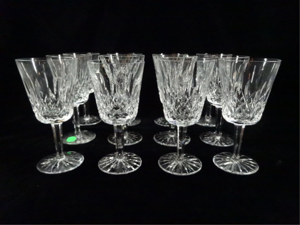 12 PC WATERFORD CRYSTAL WATER GOBLET GLASSES, LISMORE (1 of 5)