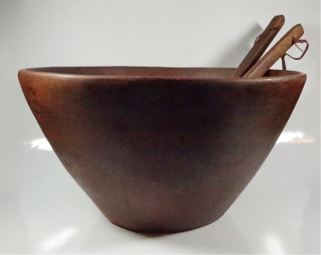 3 PC TEAK WOOD SALAD BOWL & FORK & SPOON, KALMAR (1 of 9)