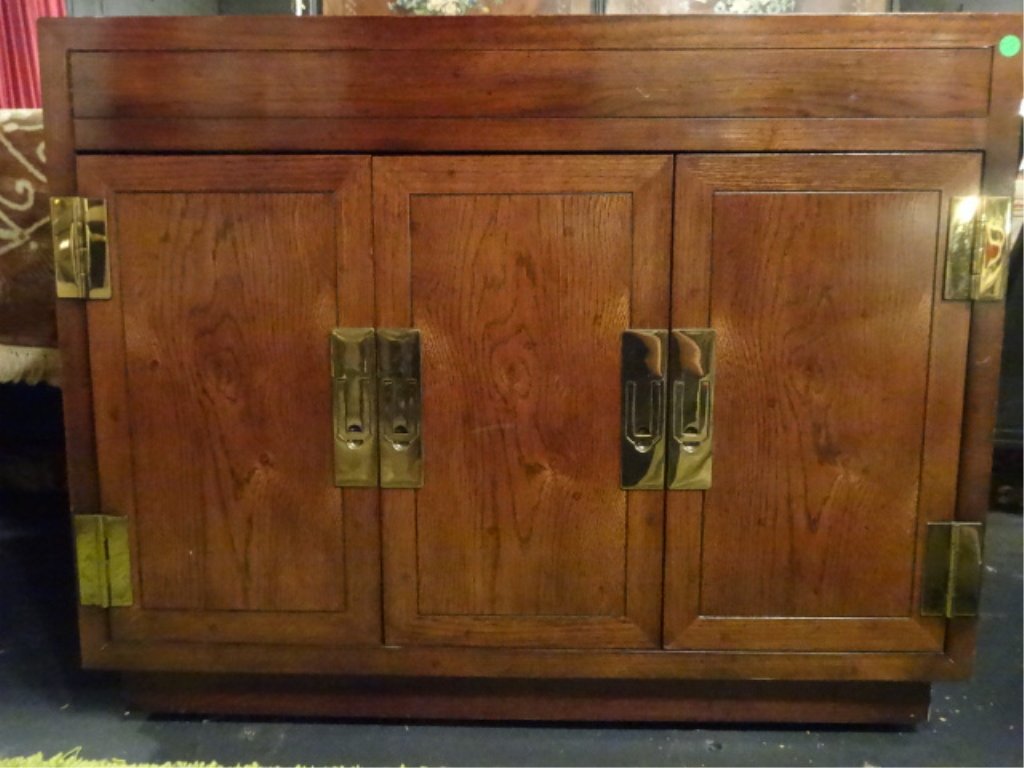 HENREDON BAR CABINET, CAMPAIGN STYLE, FLIP TOP (1 of 7)