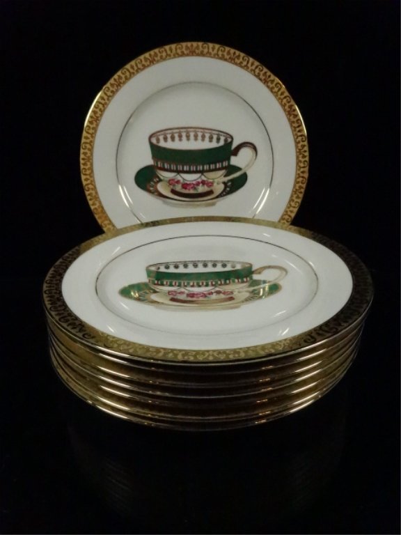 8 PC ROYAL GALLERY CHINA PLATES, GOLD BUFFET PATTERN, (1 of 4)