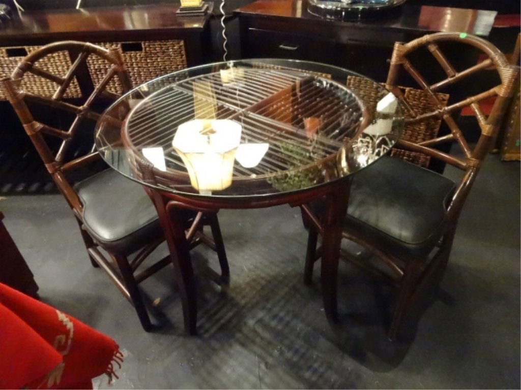 3 PC RATTAN DINING SET TABLE AND 2 CHAIRS, FINISH ON (1 of 7)