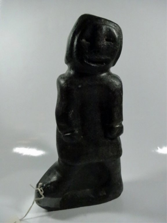 INUIT/ESKIMO CARVED STONE SCULPTURE OF A WOMAN, WITH (1 of 7)