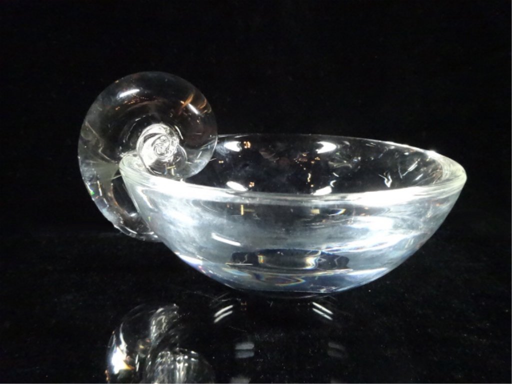 STEUBEN CRYSTAL BOWL, SIGNED, APPROX 3.25" X 6" (1 of 6)