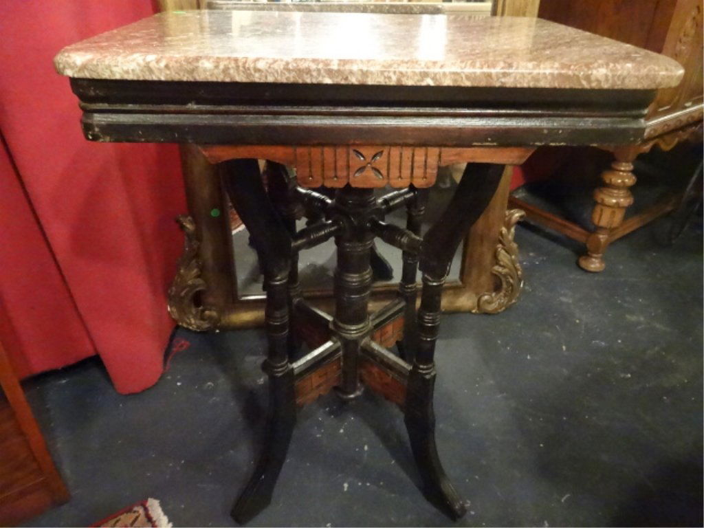 ANTIQUE MARBLE TOP TABLE, RECTANGULAR MARBLE TOP, (1 of 5)