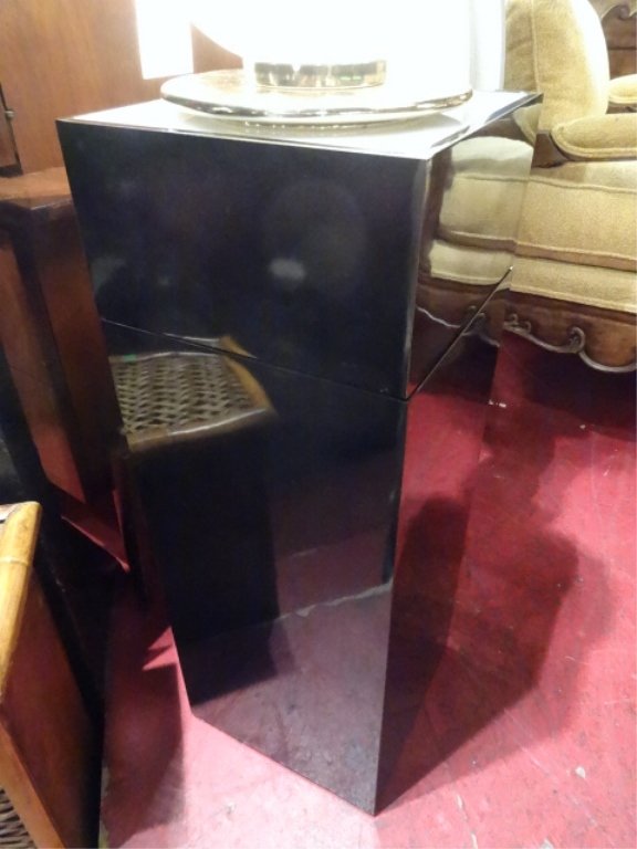 BLACK ACRYLIC LIGHTED ART PEDESTAL, SWIVEL TOP WITH (1 of 2)