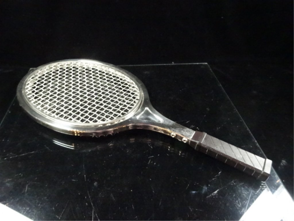 MID CENTURY TENNIS RACQUET SILVERPLATE TRIVET, TAUNTON (1 of 6)