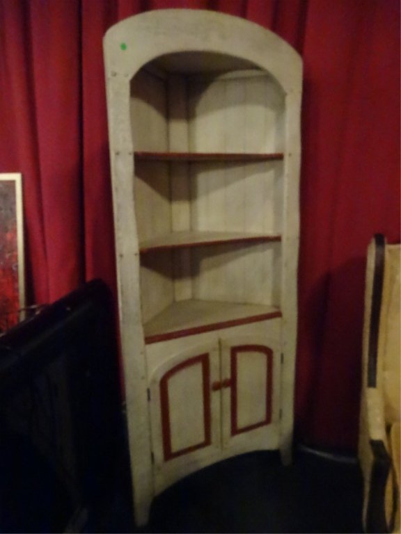 PAINTED CORNER CABINET, DOME TOP, 3 SHELVES, LOWER 2 (1 of 4)