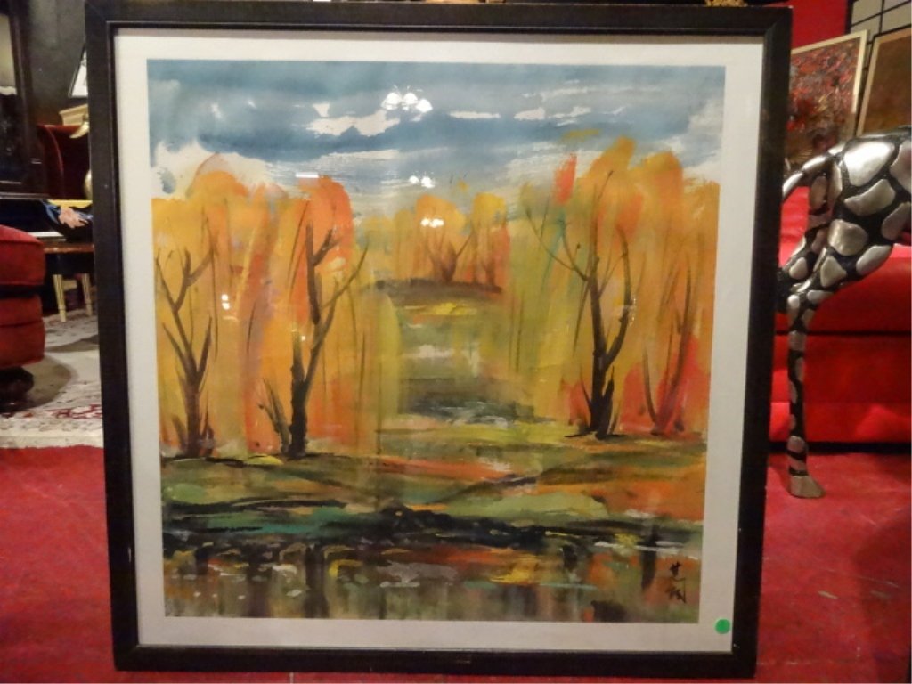 LIN FENGMIAN ATTRIBUTED WATERCOLOR AND INK LANDSCAPE WI (1 of 7)