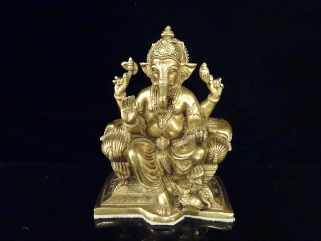LARGE SOLID BRASS GANESH SCULPTURE, EAST (1 of 7)