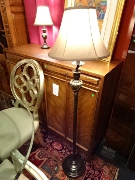 2 PC SET FLOOR LAMP AND TABLE LAMP, FAUX STONE BASES, (1 of 6)