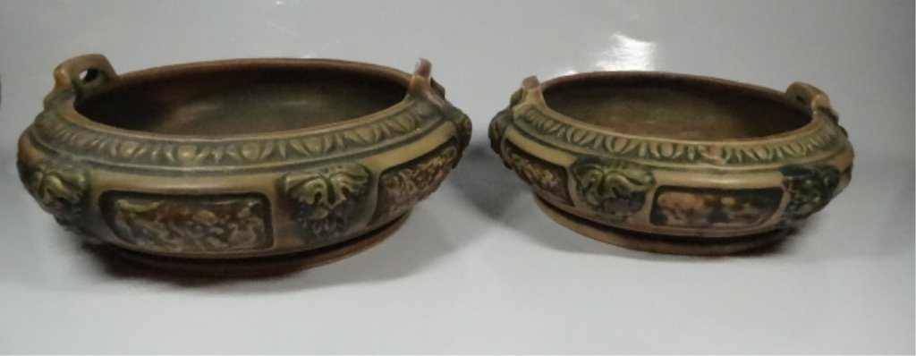 2 PC ROSEVILLE POTTERY FLORENTINE BOWLS, APPROX 9.5" (1 of 5)