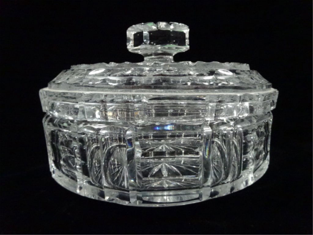 CRYSTAL BOWL WITH LID, APPROX 4.75" X 7" (1 of 3)