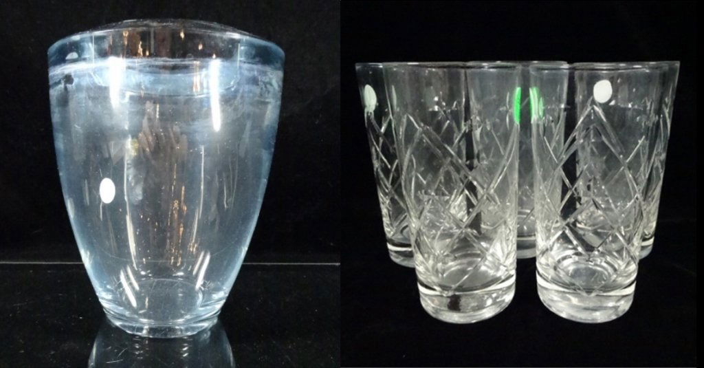 6 PC CRYSTAL, INCLUDES CRYSTAL VASE, APPROX 6.25"H & 5 (1 of 6)