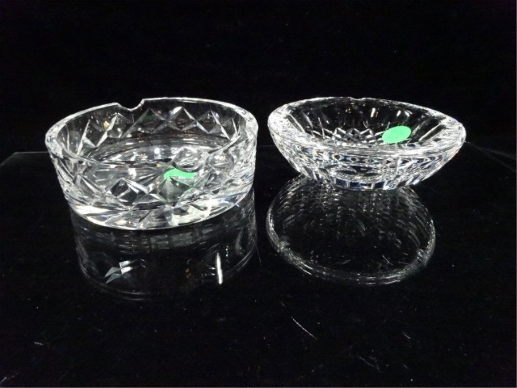 2 CRYSTAL ASHTRAYS, LARGER MARKED WATERFORD, APPROX 5", (1 of 5)
