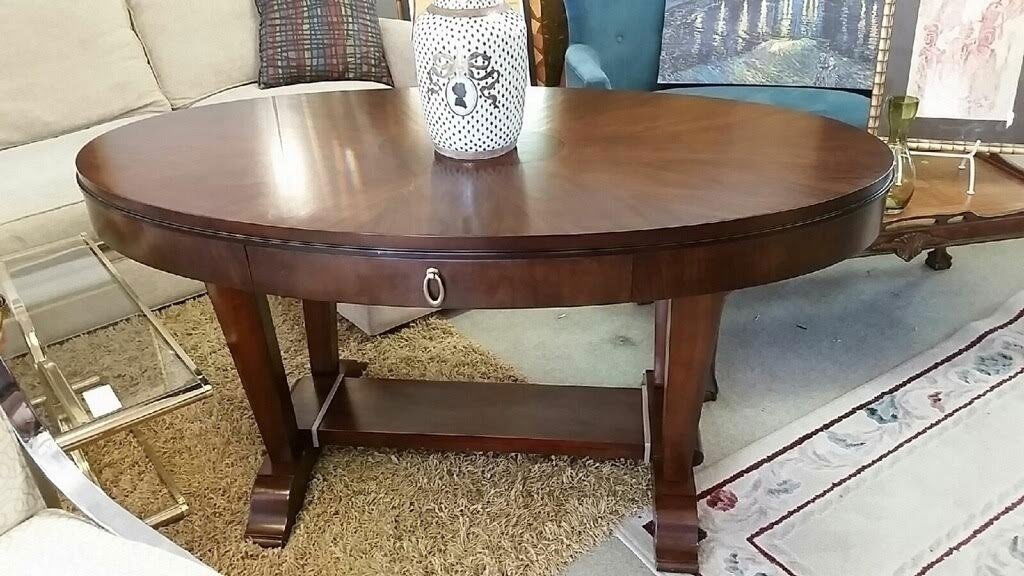 OVAL FRENCH ART DECO STYLE TABLE OR WRITING DESK, (1 of 10)