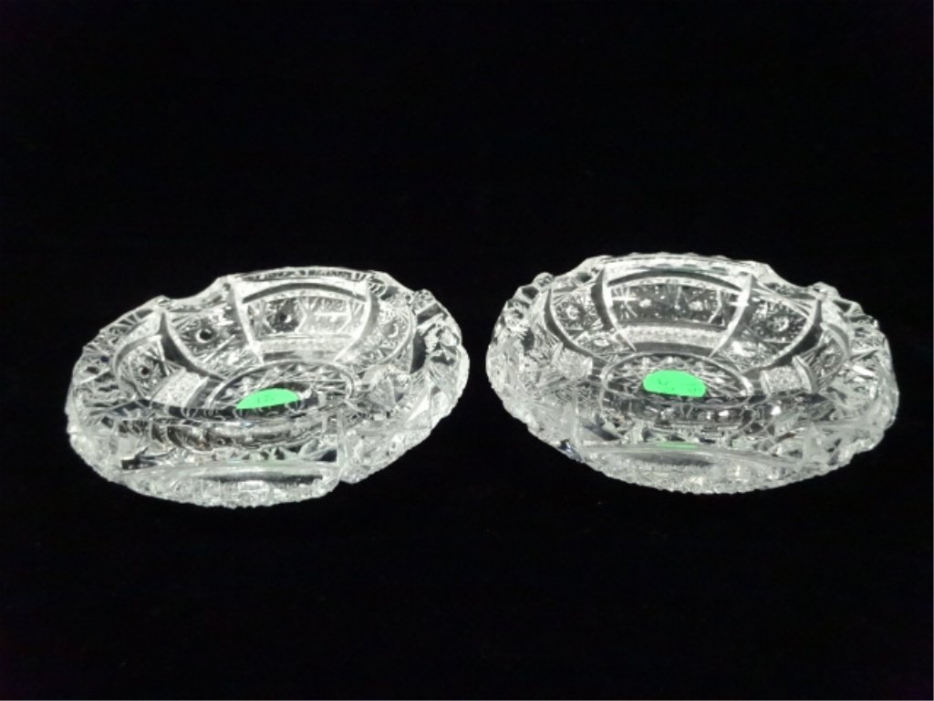 PAIR CUT CRYSTAL ASHTRAYS, APPROX 5" DIAMETER (1 of 5)