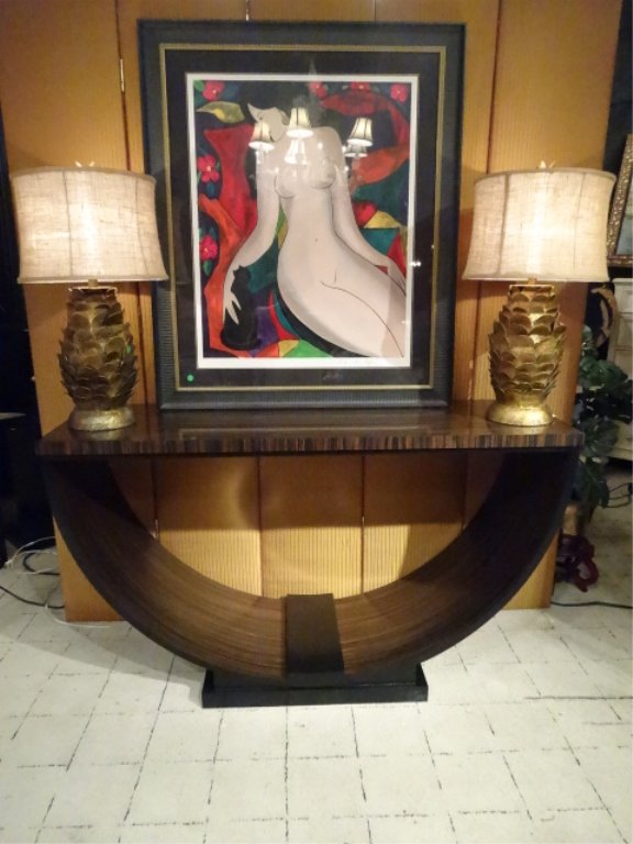 CENTURY FRENCH ART DECO STYLE CONSOLE, MACASSAR EBONY, (1 of 7)