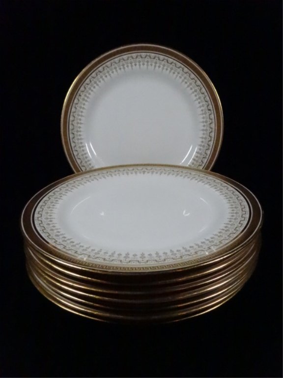 8 CAULDON ENGLAND DINNER PLATES, H8713, BLACK GREEK KEY (1 of 4)