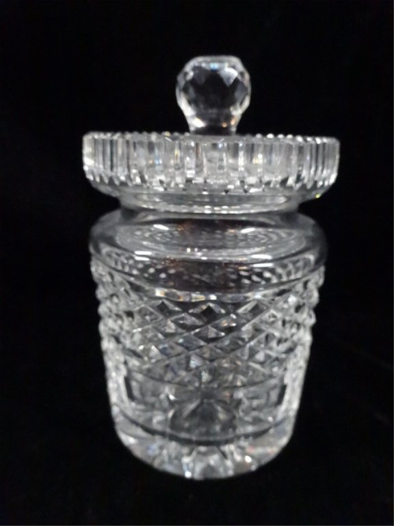 WATERFORD CRYSTAL JAM JAR WITH LID, MARKED WATERFORD, (1 of 6)