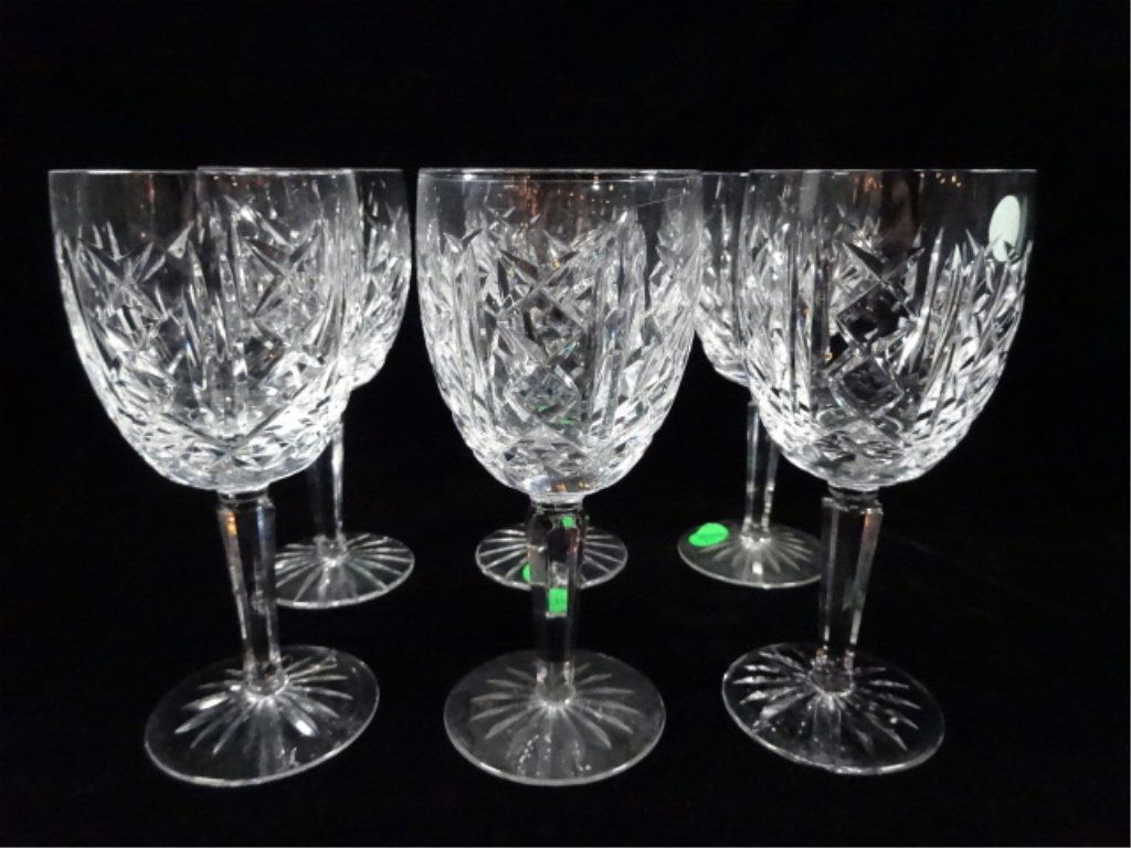 6 WATERFORD CRYSTAL WATER GOBLETS, GLENGARRIFF PATTERN, (1 of 5)