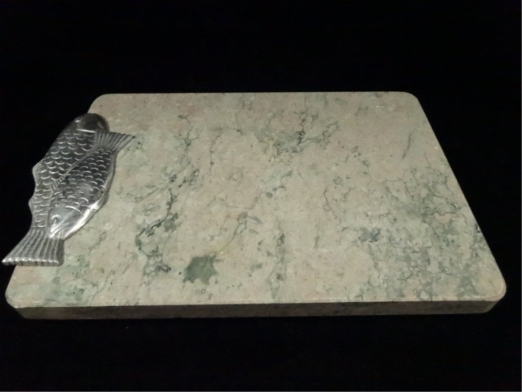 STONE CUTTING BOARD WITH FISH DETAIL, APPROX 10.5" X 7" (1 of 4)