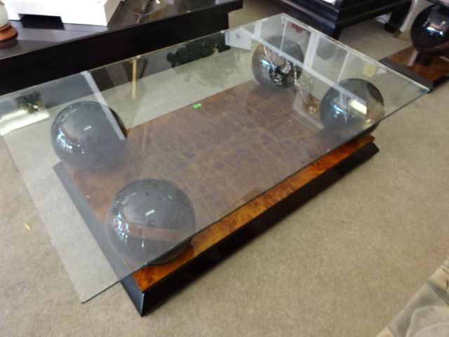 MODERN DESIGN BURL WOOD AND GLASS COFFEE TABLE, WITH (1 of 4)