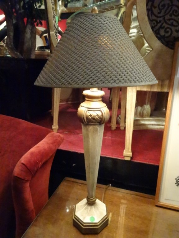 NEOCLASSICAL TABLE LAMP, ANTIQUE WHITE AND GOLD FINISH, (1 of 4)