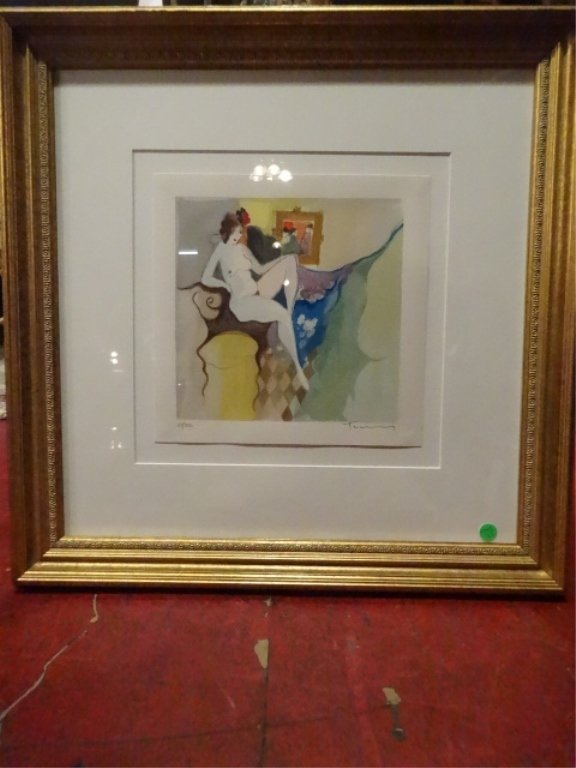 ITZCHAK TARKAY LIMITED EDITION LITHOGRAPH, TITLED NUDE,: ITZCHAK TARKAY LIMITED EDITION LITHOGRAPH, TITLED NUDE, SIGNED TARKAY LOWER RIGHT AND NUMBERED 117/350 LOWER LEFT, FRAMED SIZE 24" X 24", SKU703.40