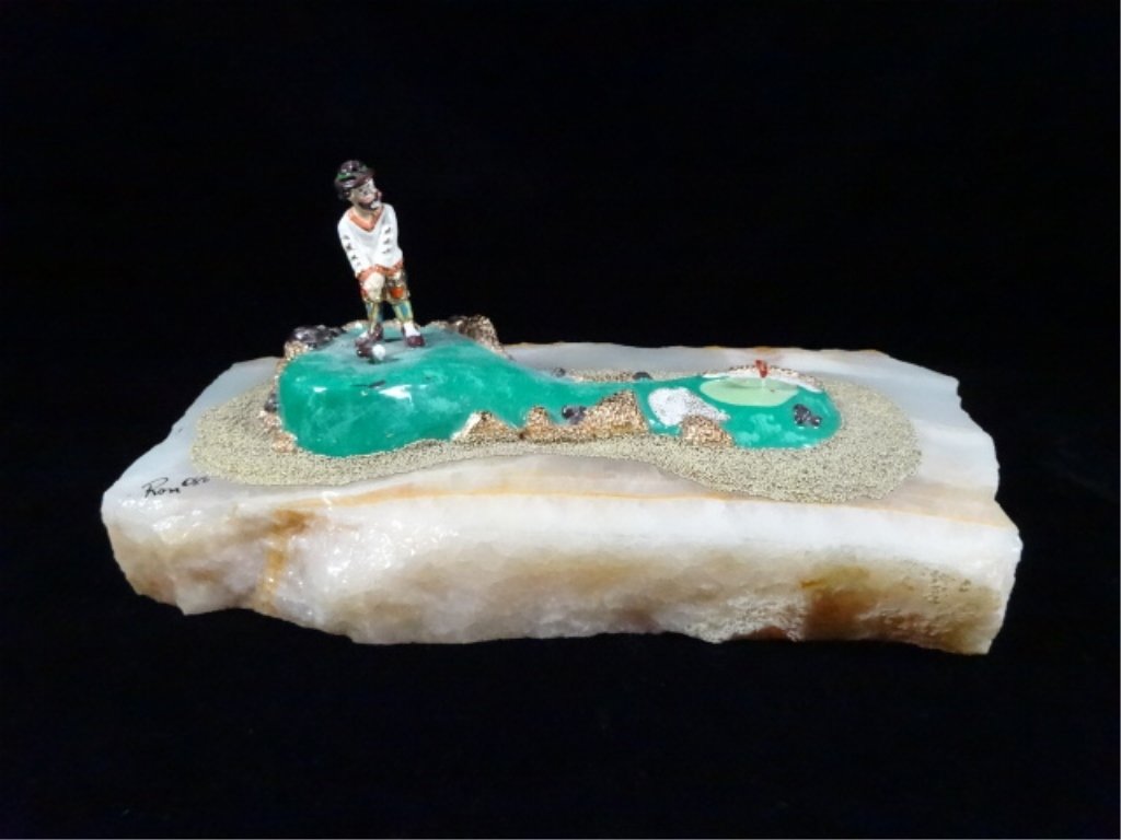 RON LEE SIGNED METAL CLOWN SCULPTURE, GOLFER CLOWN, (1 of 6)