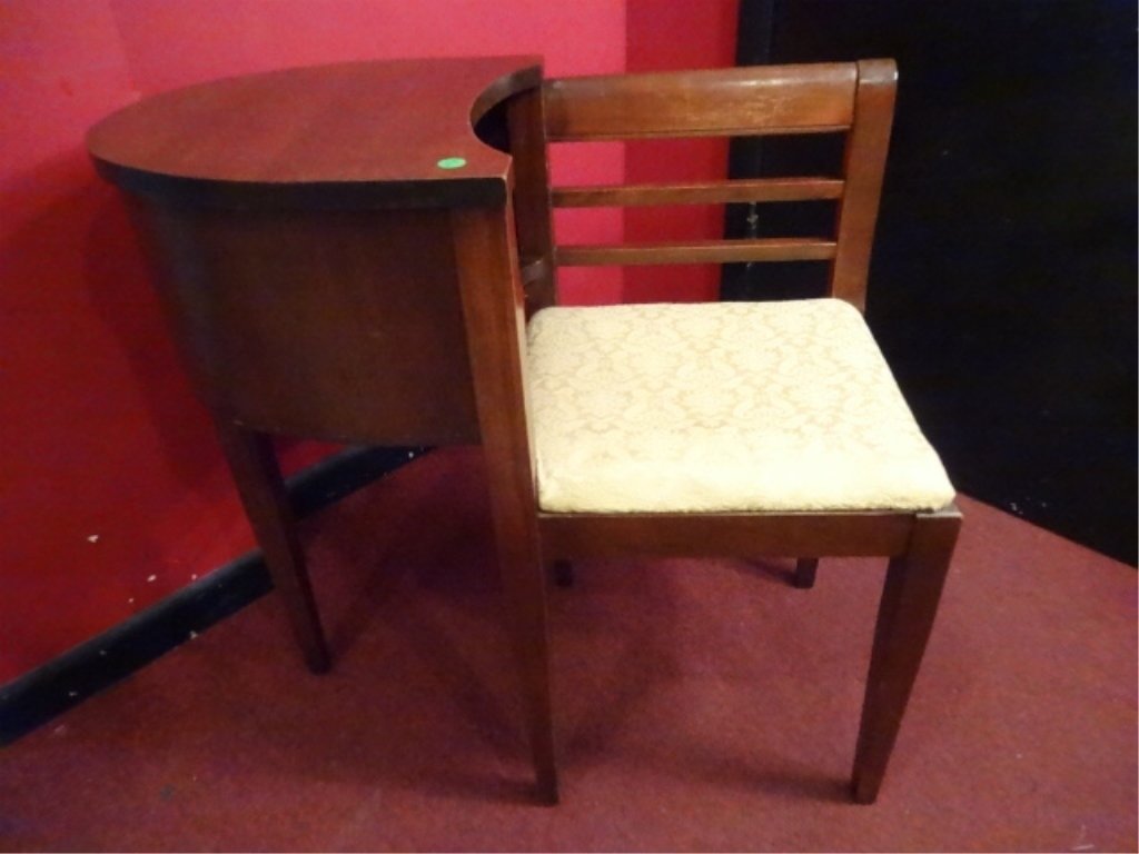 MID CENTURY MODERN WOOD TELEPHONE TABLE AND CHAIR, (1 of 4)