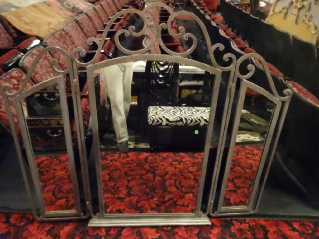 ORNATE TRI FOLD METAL FRAME MIRROR, APPROX 3.75'W (1 of 4)