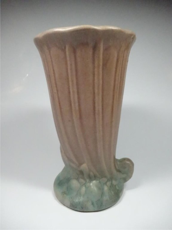 NELSON MCCOY ART DECO CORNUCOPIA VASE, MATTE FINISH, (1 of 5)