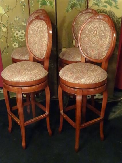 4 FRENCH STYLE SWIVEL BARSTOOLS, OVAL BACKS WITH (1 of 9)