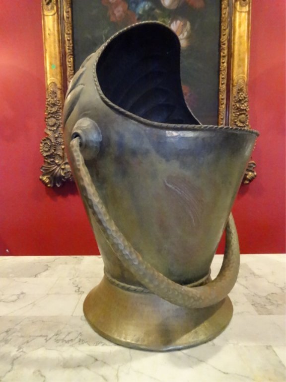 REPLICA BRASS COAL BIN PLANTER OR WASTE BUCKET, VERY (1 of 4)