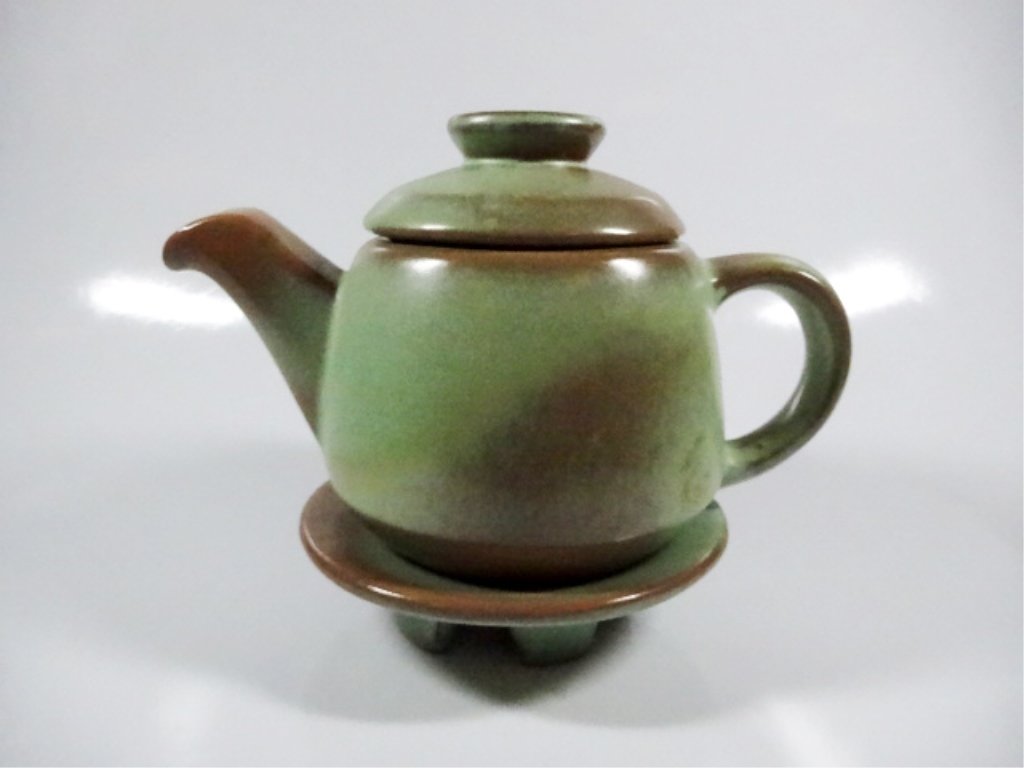 FRANKOMA POTTERY TEAPOT WITH STAND, SMALL CHIP TO INNER (1 of 7)