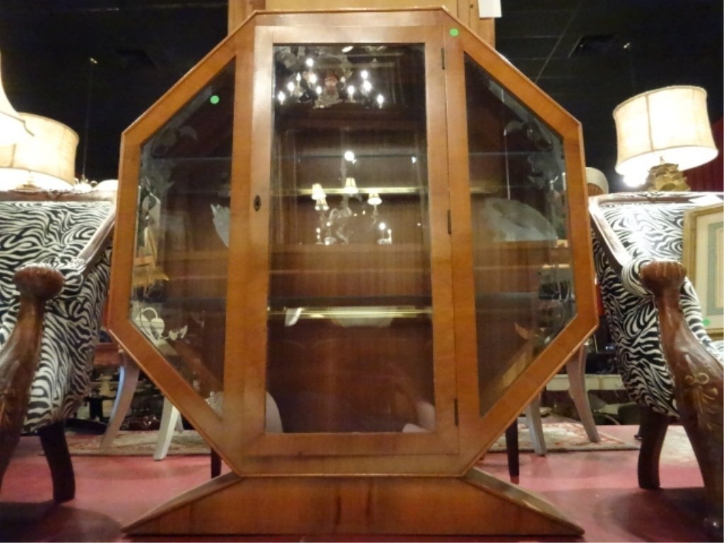 1930's OCTAGONAL DISPLAY CABINET, SINGLE DOOR, SILVERED (1 of 7)