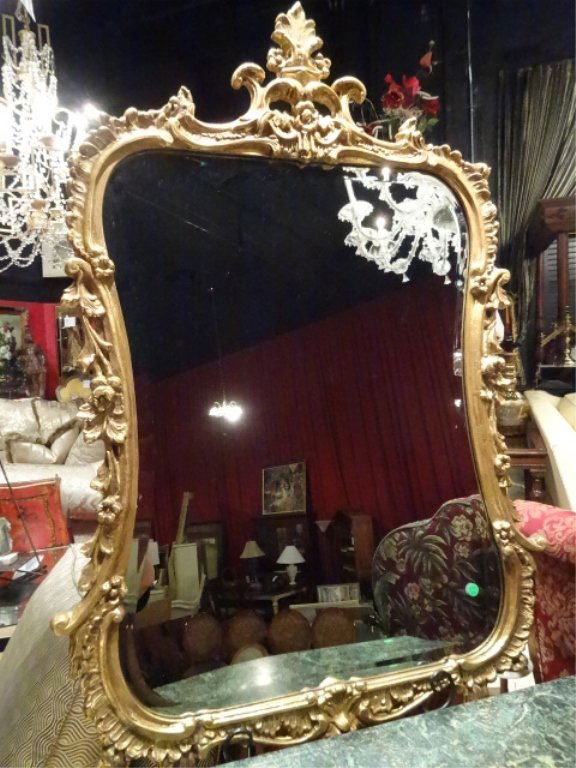 ROCOCO STYLE GILT WOOD MIRROR, EXCELLENT CONDITION, 44" (1 of 6)