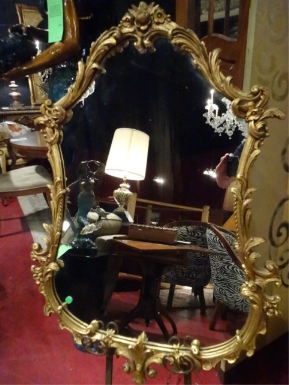 ROCOCO GILT WOOD MIRROR, APPROX 3'H, SKU668.01 (1 of 6)