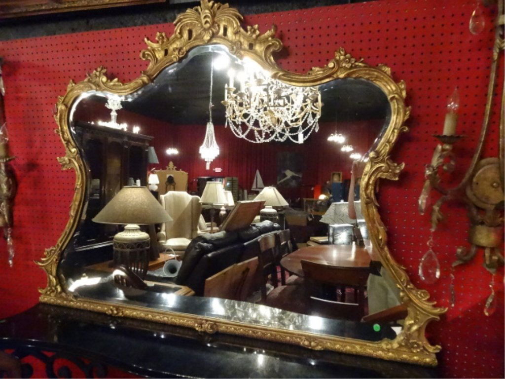 LARGE ROCOCO GILT WOOD MIRROR, EXCELLENT CONDITION, (1 of 5)