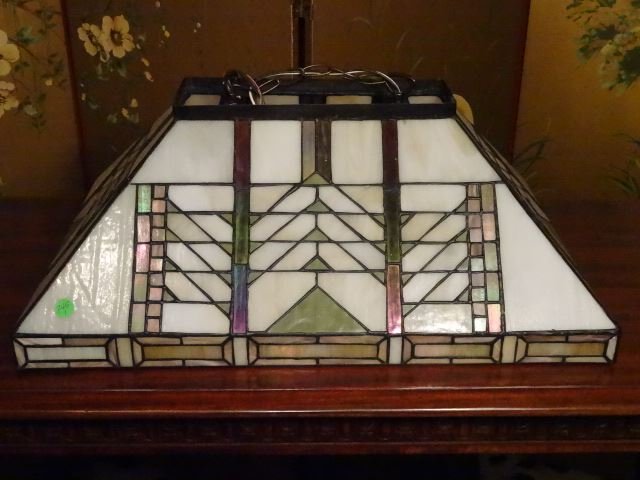 SPLENDOR LIGHTING SLAG GLASS LAMP, MISSION STYLE, 2 (1 of 7)