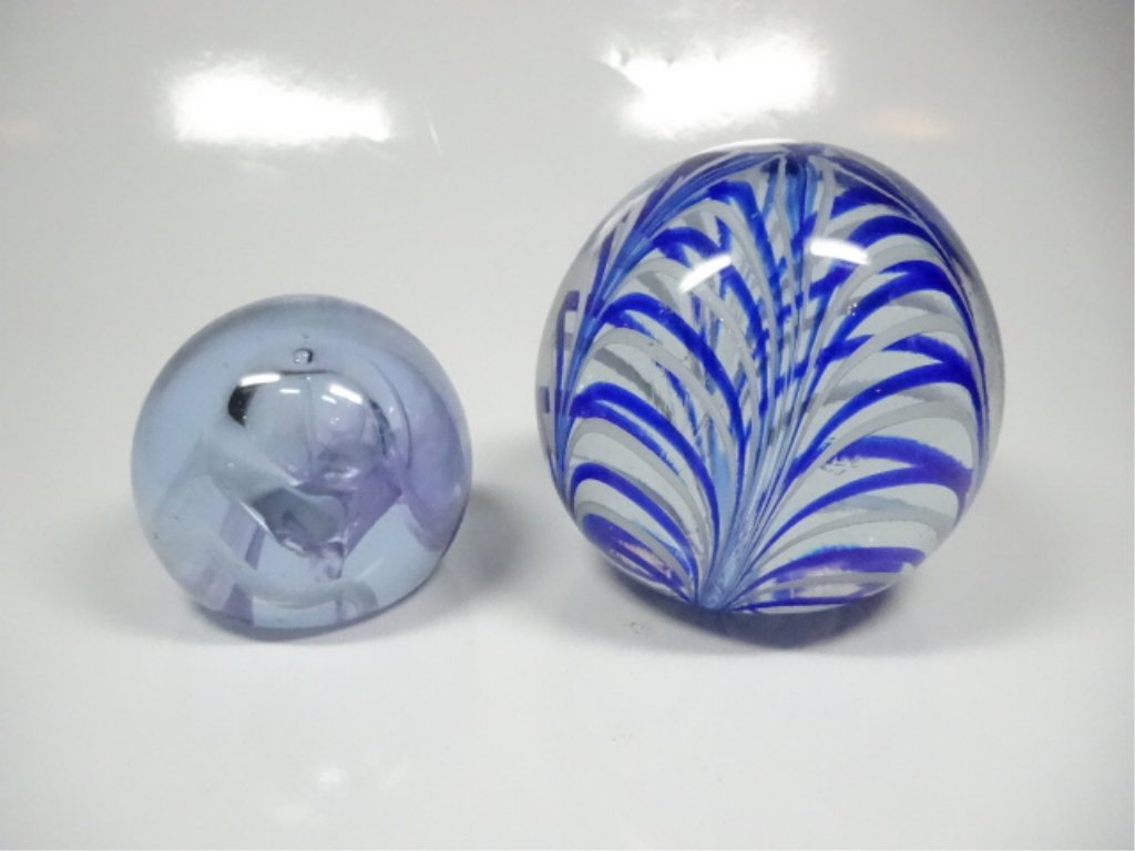 2 PC ART GLASS PAPERWEIGHTS, PURPLE MARKED CAITHNESS (1 of 7)