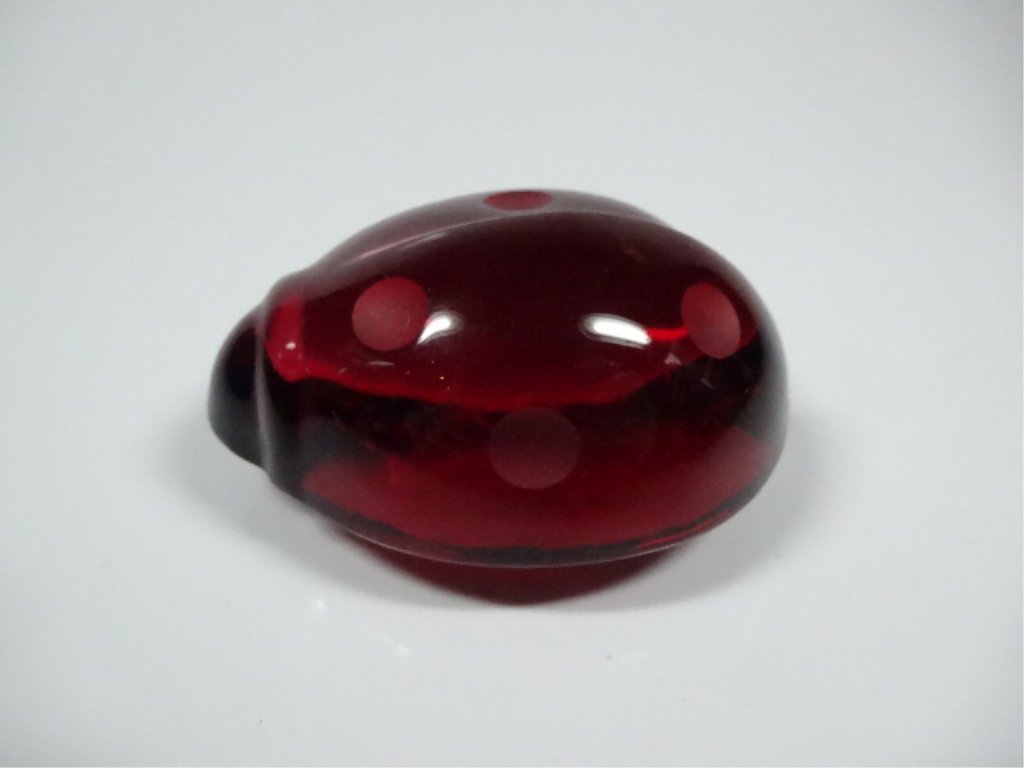 RED BACCARAT CRYSTAL LADYBUG PAPERWEIGHT, MARKED (1 of 7)