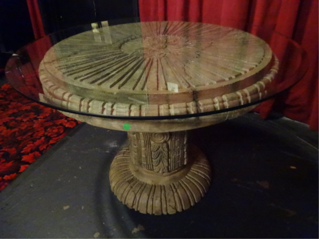 NEOCLASSICAL DINING OR SIDE TABLE, INDOOR OUTDOOR RESIN (1 of 3)