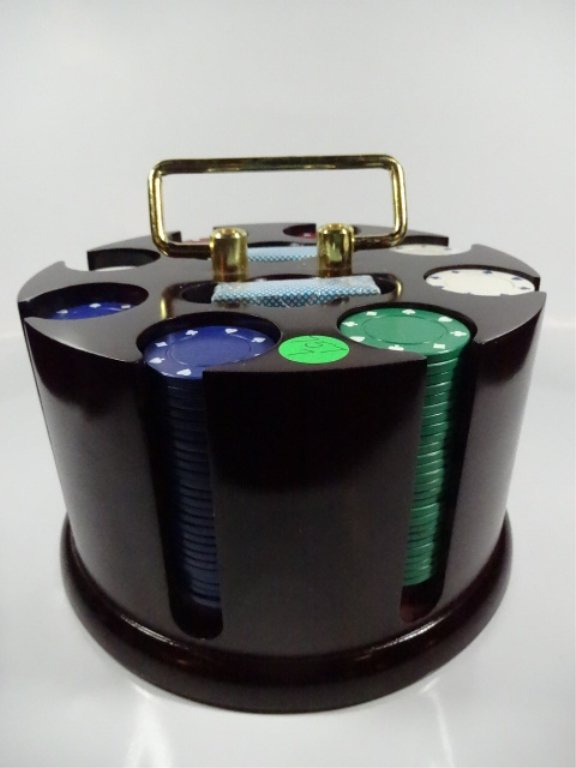 POKER CHIPS WITH REVOLVING STAND, 2 UNOPENED PACKS OF (1 of 3)