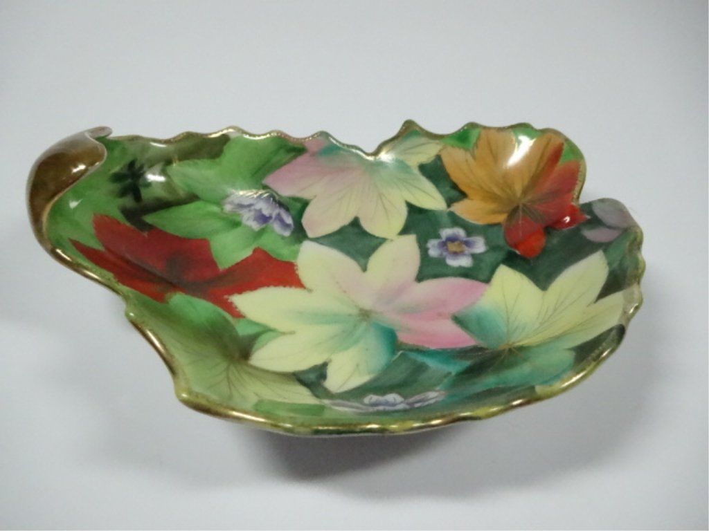 CHUBU CHINA OCCUPIED JAPAN PORCELAIN LEAF DISH, MARKED, (1 of 5)
