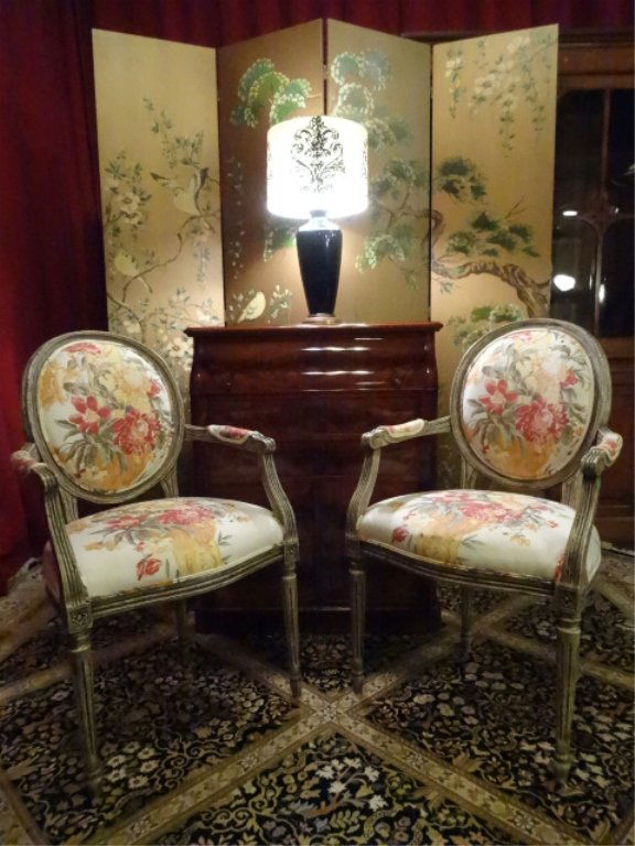 PAIR LOUIS XVI STYLE BALLOON BACK ARMCHAIRS, #1 OF (1 of 10)