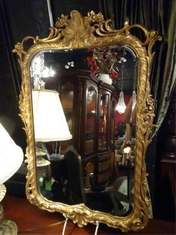ROCOCO STYLE GILT WOOD MIRROR, EXCELLENT CONDITION, 42" (1 of 5)