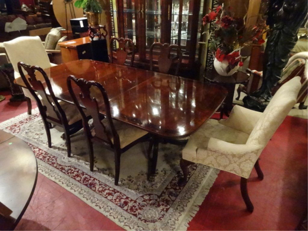 THOMASVILLE MAHOGANY DINING TABLE WITH 6 CHAIRS, 2 (1 of 10)